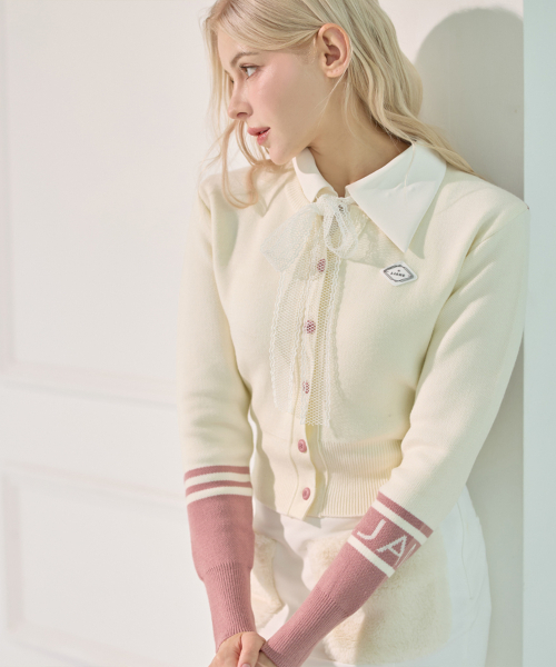 J.JANE(ジェイジェーン)の「ライン配色ニットカーディガン(ピンク)(ニット/セーター・レディース・その他・SMALL/MEDIUM)」の2枚目の写真