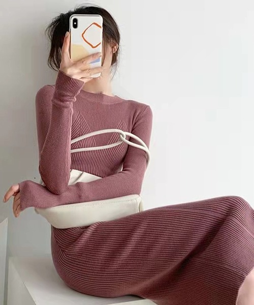 JOCOSA(ジョコサ)の「シンプルタイトニットワンピース(ワンピース・レディース・ブラック/アイボリー/ピンク・FREE)」の22枚目の写真