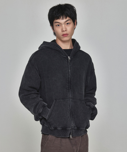 KICHUL(キチョル)の「Grit ワッフル フードジップアップ(ブラック)(パーカー・レディース・その他・SMALL/LARGE/MEDIUM)」の2枚目の写真