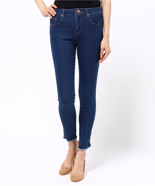 Re:EDIT（リエディ）の「ベーシックTYPE極ストレッチ裾フリンジデニム[Re:EDIT/リエディ][春夏新作][リエディオリジナル]（デニムパンツ・レディース・ライトブルー/ブラック/ネイビー/ブルー・X-LARGE/XX-LARGE/X-SMALL/MEDIUM/SMALL/LARGE/XX-SMALL）」の16枚目の写真