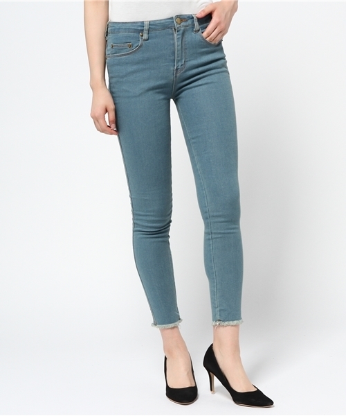 Re:EDIT（リエディ）の「ベーシックTYPE極ストレッチ裾フリンジデニム[Re:EDIT/リエディ][春夏新作][リエディオリジナル]（デニムパンツ・レディース・ライトブルー/ブラック/ネイビー/ブルー・X-LARGE/XX-LARGE/X-SMALL/MEDIUM/SMALL/LARGE/XX-SMALL）」の8枚目の写真