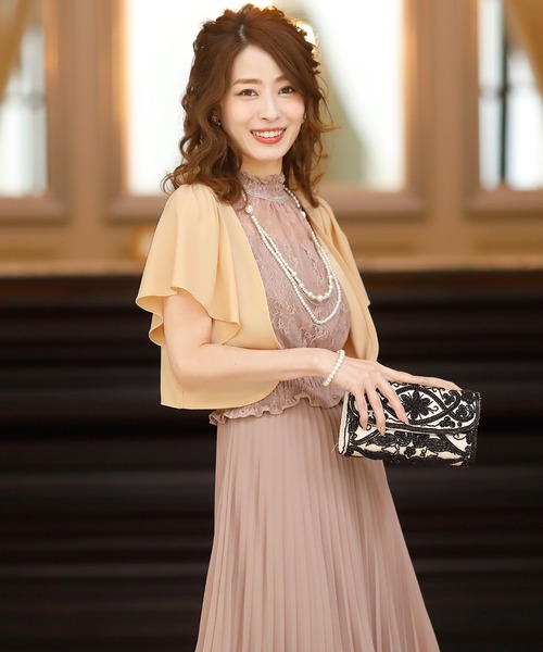 PourVous(プールヴー)の「バックリボン ボレロ 結婚式 フォーマル ドレス羽織り オケージョン (ノーカラージャケット・レディース・ブラック/ベージュ・XL/L/M/XXL)」の19枚目の写真