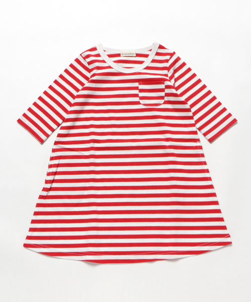 BRANSHES（ブランシェス）の「ボーダー7分袖ワンピース（ワンピース・キッズ・レッド/ブラック・90cm/100cm/130cm/120cm/110cm/140cm）」の15枚目の写真