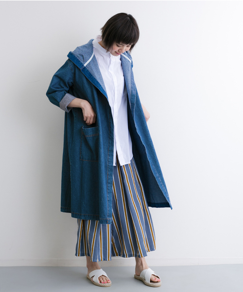 MERLOT(メルロー)の「ダンガリーデニムライトフーディコート541-1527TK(その他アウター・レディース・ネイビー/ライトブルー/ブルー・FREE)」の3枚目の写真