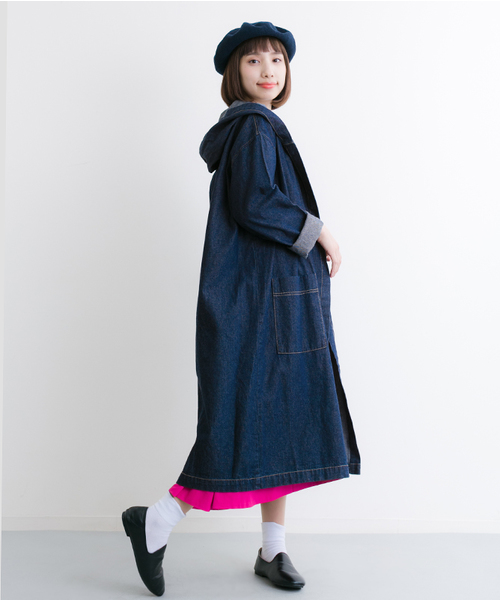 MERLOT(メルロー)の「ダンガリーデニムライトフーディコート541-1527TK(その他アウター・レディース・ネイビー/ライトブルー/ブルー・FREE)」の4枚目の写真