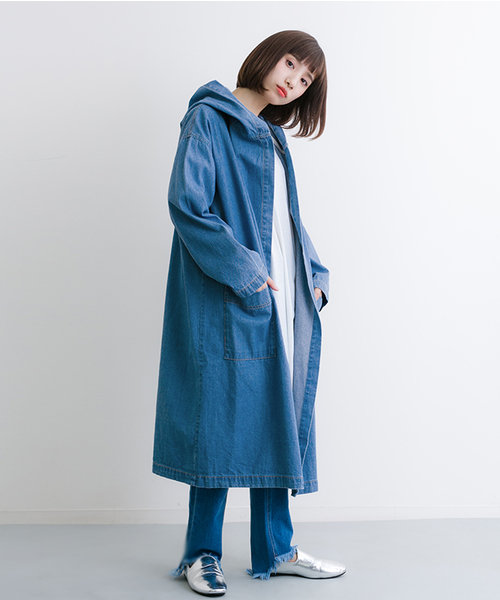 MERLOT(メルロー)の「ダンガリーデニムライトフーディコート541-1527TK(その他アウター・レディース・ネイビー/ライトブルー/ブルー・FREE)」の6枚目の写真