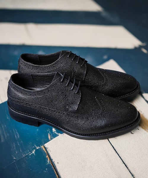 映画着用》WEB限定 本革 外羽根 フルブローグ ウィングチップ ドレス