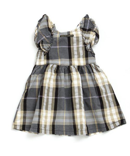 BREEZE（ブリーズ）の「袖フリルチェックワンピース（ワンピース・キッズ・ピンク/チャコール/イエロー・140/95/110/90/130/80/120/100）」の7枚目の写真