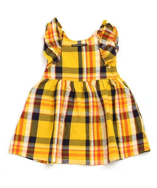 BREEZE（ブリーズ）の「袖フリルチェックワンピース（ワンピース・キッズ・ピンク/チャコール/イエロー・140/95/110/90/130/80/120/100）」の12枚目の写真
