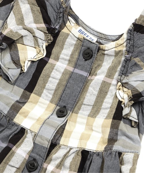 BREEZE（ブリーズ）の「袖フリルチェックワンピース（ワンピース・キッズ・ピンク/チャコール/イエロー・140/95/110/90/130/80/120/100）」の16枚目の写真