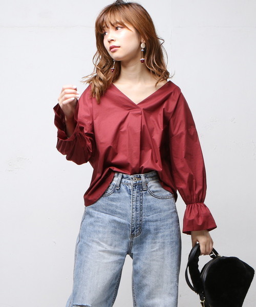 natural couture（ナチュラルクチュール）の「PPキャンディスリーブBL（シャツ/ブラウス・レディース・ベージュ/アイボリー/ブラック/カーキ/ブラウン・FREE）」の2枚目の写真