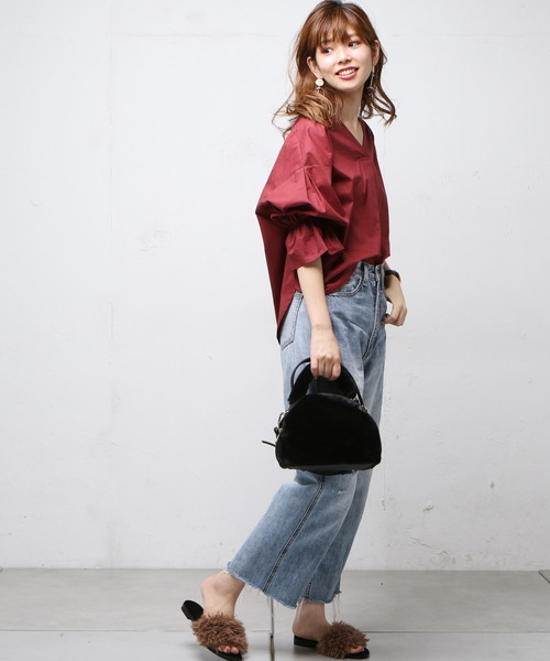 natural couture（ナチュラルクチュール）の「PPキャンディスリーブBL（シャツ/ブラウス・レディース・ベージュ/アイボリー/ブラック/カーキ/ブラウン・FREE）」の10枚目の写真