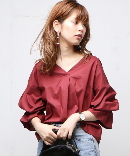 natural couture（ナチュラルクチュール）の「PPキャンディスリーブBL（シャツ/ブラウス・レディース・ベージュ/アイボリー/ブラック/カーキ/ブラウン・FREE）」の11枚目の写真