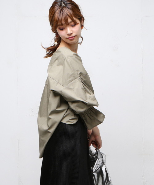 natural couture（ナチュラルクチュール）の「PPキャンディスリーブBL（シャツ/ブラウス・レディース・ベージュ/アイボリー/ブラック/カーキ/ブラウン・FREE）」の15枚目の写真