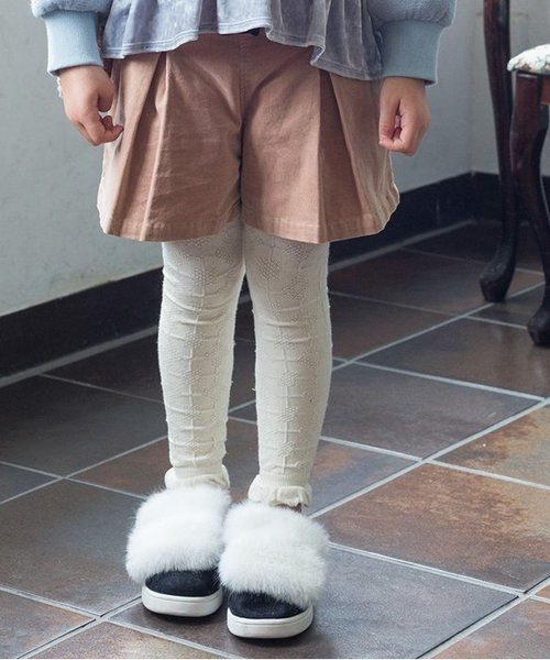 apres les cours（アプレレクール）の「ウエストスカラップキュロット（その他パンツ・キッズ・ベージュ/ラベンダー/ネイビー・80/90/100/110/120/130/140）」の2枚目の写真