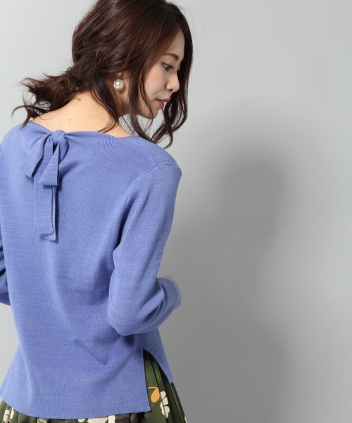 Andemiu（アンデミュウ）の「Ｂ／リボンニットプルオーバー772005（ニット/セーター・レディース・ピンク/ベビーピンク/ブルー/ブラック/ライトグレー・FREE）」の3枚目の写真