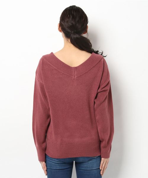 one after another NICE CLAUP(ワンアフターアナザーナイスクラップ)の「Vあきゆるっとシンプルニット(ニット/セーター・レディース・ブラック/ピンク/アイボリー/ラベンダー/レッド系その他・FREE)」の7枚目の写真