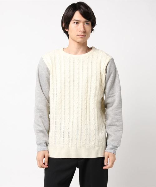 WEGO(ウィゴー)の「WEGO/サイドジップケーブルニット(ニット/セーター・メンズ・オフホワイト/杢グレー・LARGE/MEDIUM)」の11枚目の写真