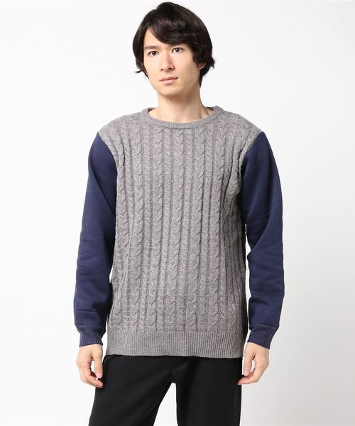 WEGO(ウィゴー)の「WEGO/サイドジップケーブルニット(ニット/セーター・メンズ・オフホワイト/杢グレー・LARGE/MEDIUM)」の12枚目の写真