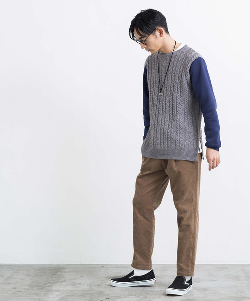 WEGO(ウィゴー)の「WEGO/サイドジップケーブルニット(ニット/セーター・メンズ・オフホワイト/杢グレー・LARGE/MEDIUM)」の8枚目の写真