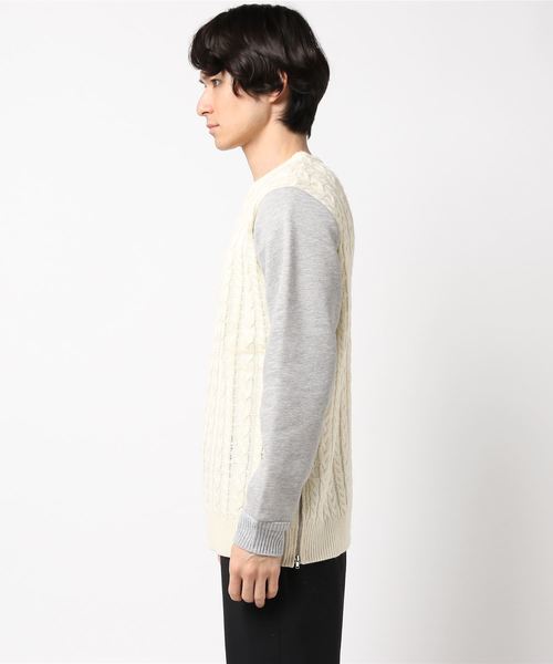 WEGO(ウィゴー)の「WEGO/サイドジップケーブルニット(ニット/セーター・メンズ・オフホワイト/杢グレー・LARGE/MEDIUM)」の9枚目の写真
