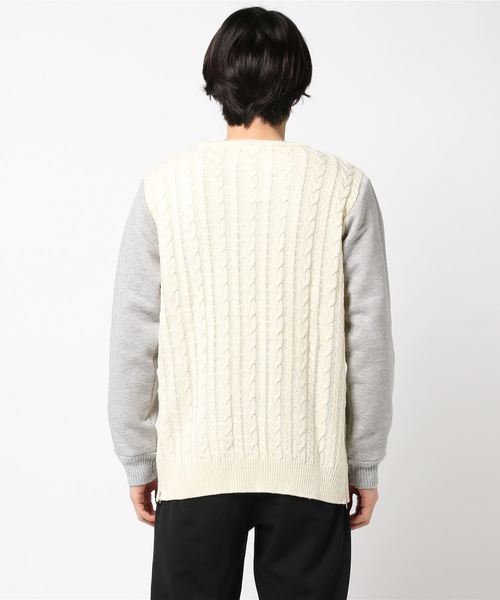 WEGO(ウィゴー)の「WEGO/サイドジップケーブルニット(ニット/セーター・メンズ・オフホワイト/杢グレー・LARGE/MEDIUM)」の10枚目の写真