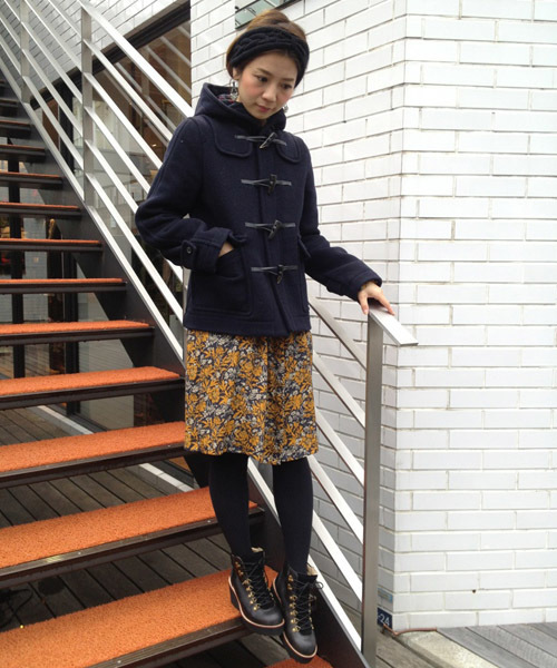 Another Edition（アナザーエディション）の「AE[A]Wフェイス MLT DFL CT（ダッフルコート・レディース・ベージュ/レッド/ネイビー・SMALL/MEDIUM）」の3枚目の写真