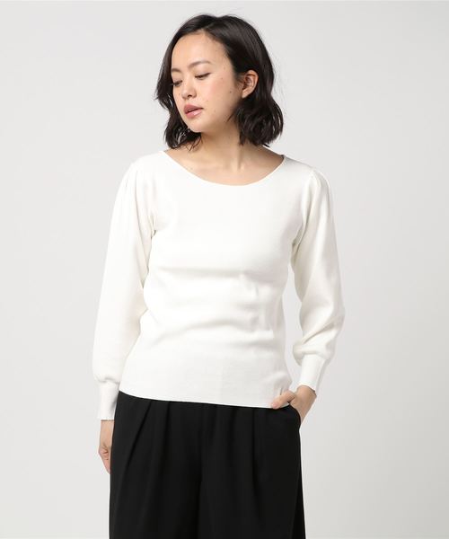 PEGGY LANA（ペギーラナ）の「Puff sleeve Knit PO（ニット/セーター・レディース・イエロー/ネイビー/ホワイト・FREE）」の2枚目の写真