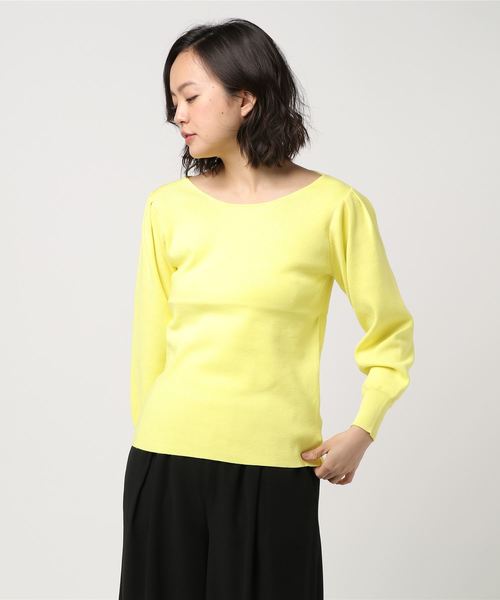 PEGGY LANA（ペギーラナ）の「Puff sleeve Knit PO（ニット/セーター・レディース・イエロー/ネイビー/ホワイト・FREE）」の3枚目の写真