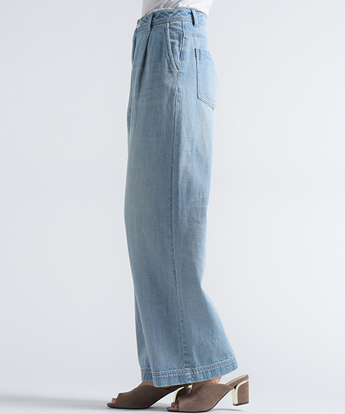 LIPSTAR(リップスター)の「タックワイドデニムパンツ(デニムパンツ・レディース・ブルー/ライトブルー・M/S)」の3枚目の写真