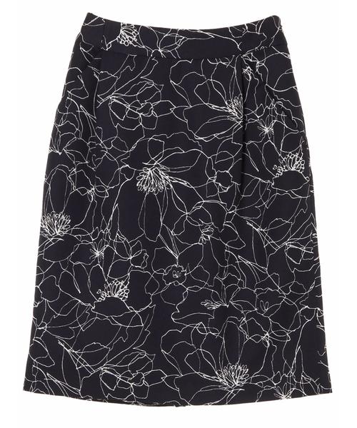 YECCA VECCA(イェッカヴェッカ)の「P.モノトーン線画フラワースカート(スカート・レディース・ネイビー/ホワイト・M/S)」の4枚目の写真
