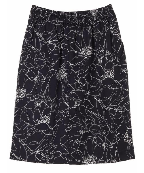 YECCA VECCA(イェッカヴェッカ)の「P.モノトーン線画フラワースカート(スカート・レディース・ネイビー/ホワイト・M/S)」の6枚目の写真