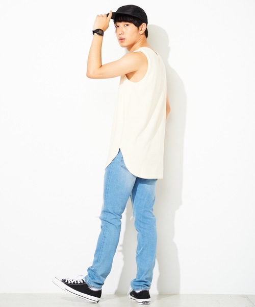 WEGO(ウィゴー)の「WEGO/【WEB限定】ワッフルラウンドロングタンクトップ(タンクトップ・メンズ・ブラック系その他5/杢グレー/ブラック/ホワイト/ベージュ/ライトベージュ・LARGE/SMALL/MEDIUM)」の17枚目の写真