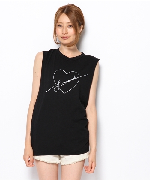 Another Edition（アナザーエディション）の「■LOVE/M HEART TT◆（タンクトップ・レディース・ホワイト/ブラック・フリー）」の3枚目の写真