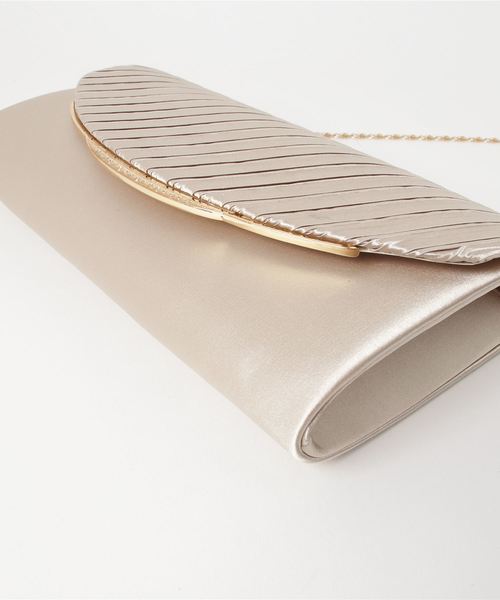 Cupid Heart（キューピッドハート）の「【Cupid Heart】結婚式BAG サテンプリーツバッグ（クラッチバッグ・レディース・ライトグレー/ベージュ/オフホワイト/ライトブラック・MEDIUM）」の5枚目の写真