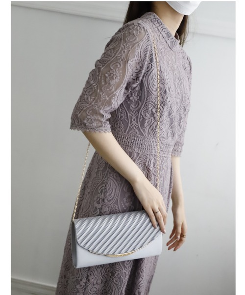 Cupid Heart（キューピッドハート）の「【Cupid Heart】結婚式BAG サテンプリーツバッグ（クラッチバッグ・レディース・ライトグレー/ベージュ/オフホワイト/ライトブラック・MEDIUM）」の22枚目の写真