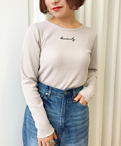 apres jour(アプレジュール)の「ロゴ刺繍ワッフルロンT【ZOZOTOWN限定アイテム】(Tシャツ/カットソー・レディース・ブラック/オフホワイト/ライトベージュ・フリー)」の11枚目の写真