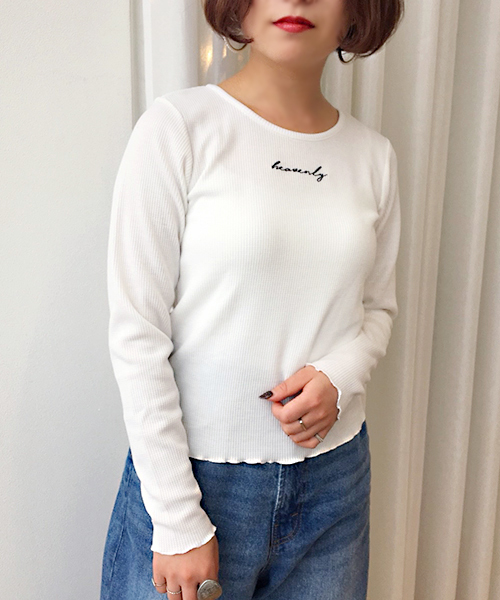 apres jour(アプレジュール)の「ロゴ刺繍ワッフルロンT【ZOZOTOWN限定アイテム】(Tシャツ/カットソー・レディース・ブラック/オフホワイト/ライトベージュ・フリー)」の9枚目の写真