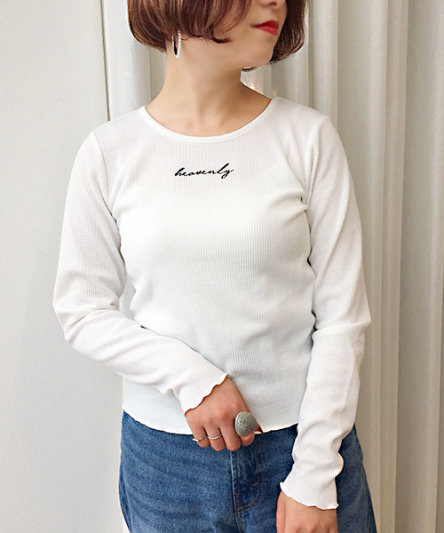 apres jour(アプレジュール)の「ロゴ刺繍ワッフルロンT【ZOZOTOWN限定アイテム】(Tシャツ/カットソー・レディース・ブラック/オフホワイト/ライトベージュ・フリー)」の5枚目の写真