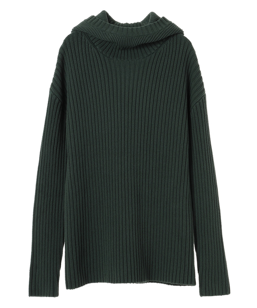 CLANE(クラネ)の「WIDE RIB HOODIE KNIT(ニット/セーター・レディース・ブラック/グリーン/ネイビー・1/2)」の3枚目の写真
