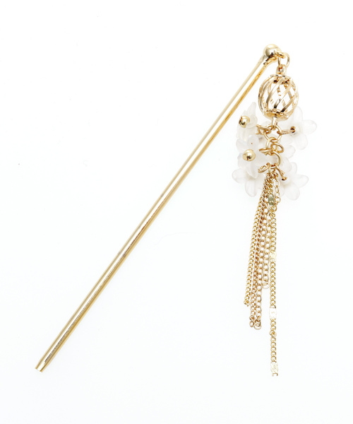 カヤ（カヤ）の「【カヤ】花ブーケメタルフリンジかんざし（その他ヘアアクセサリー・レディース・ホワイト/ピンク/オレンジ/グリーン/パープル・FREE）」の2枚目の写真