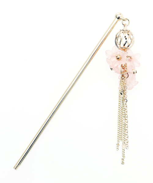 カヤ（カヤ）の「【カヤ】花ブーケメタルフリンジかんざし（その他ヘアアクセサリー・レディース・ホワイト/ピンク/オレンジ/グリーン/パープル・FREE）」の4枚目の写真