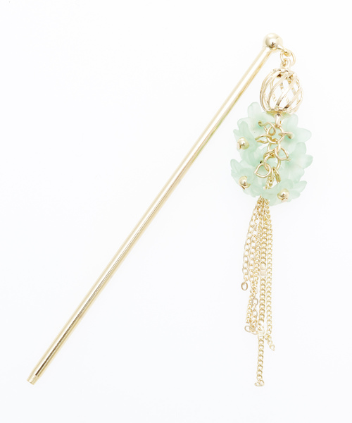 カヤ（カヤ）の「【カヤ】花ブーケメタルフリンジかんざし（その他ヘアアクセサリー・レディース・ホワイト/ピンク/オレンジ/グリーン/パープル・FREE）」の3枚目の写真