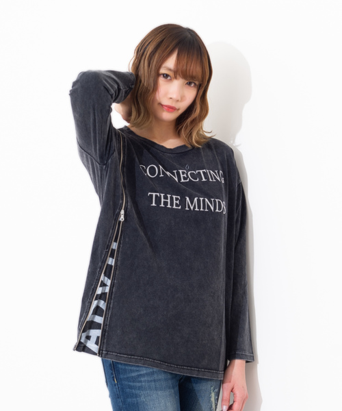 ROGER AND RAW(ロジャーアンドロウ)の「Roger&Raw/サイドZIPピグメントロンT(Tシャツ/カットソー・レディース・ホワイト/スミクロ・M)」の2枚目の写真