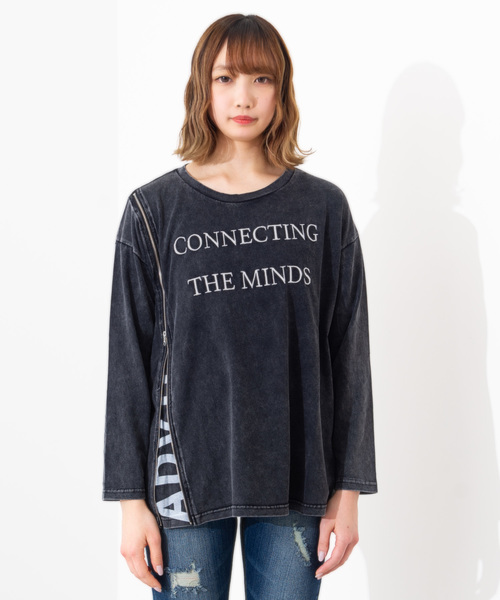 ROGER AND RAW(ロジャーアンドロウ)の「Roger&Raw/サイドZIPピグメントロンT(Tシャツ/カットソー・レディース・ホワイト/スミクロ・M)」の9枚目の写真