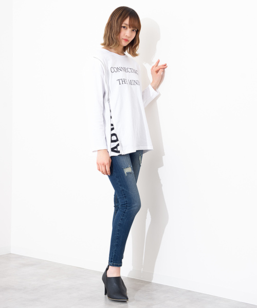 ROGER AND RAW(ロジャーアンドロウ)の「Roger&Raw/サイドZIPピグメントロンT(Tシャツ/カットソー・レディース・ホワイト/スミクロ・M)」の15枚目の写真
