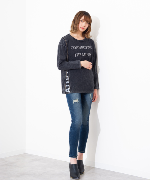 ROGER AND RAW(ロジャーアンドロウ)の「Roger&Raw/サイドZIPピグメントロンT(Tシャツ/カットソー・レディース・ホワイト/スミクロ・M)」の13枚目の写真
