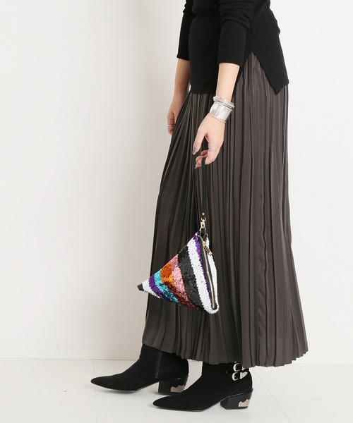CITYSHOP(シティーショップ)の「シルックサテンプリーツ スカート◆(スカート・レディース・チャコールグレー/グリーン/アイボリー・FREE)」の20枚目の写真