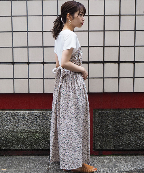 tiptop（ティップトップ）の「花柄ビスチェ切り替え風ワンピース