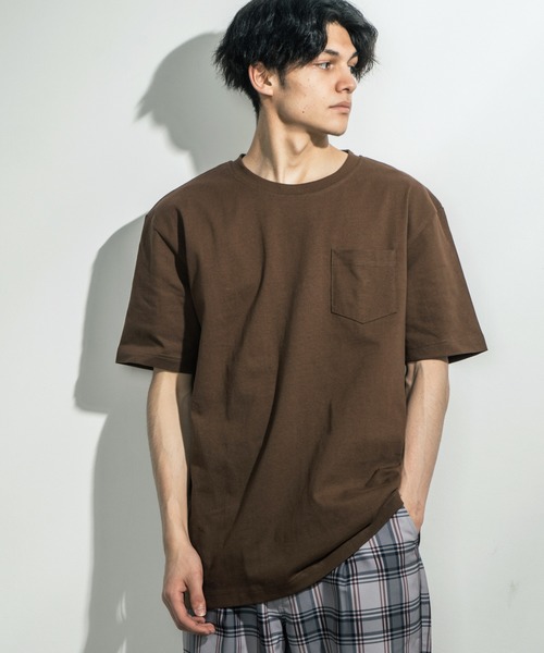 Ressaca（レサーカ）の「USAコットンポケット オーバーサイズTシャツ（Tシャツ/カットソー・メンズ・ホワイト/ブラック/ベージュ/ネイビー/グレー/オリーブ/サックスブルー/ピンク/グリーン/ラベンダー/ワイン/チャコール/ダークブラウン/パープル/ブルー/イエロー・M/L/XL）」の6枚目の写真